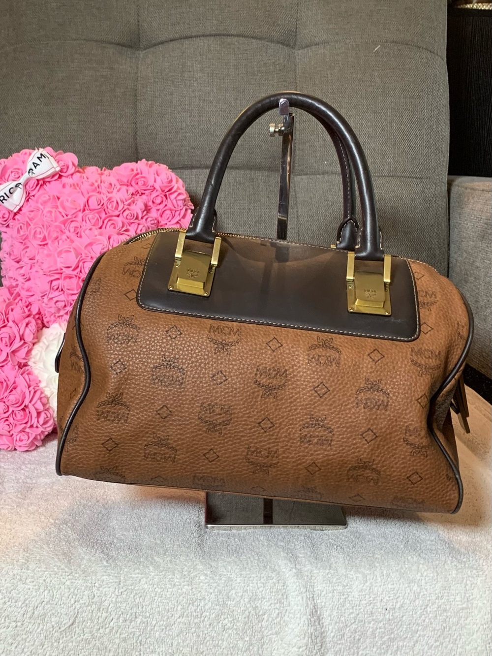 GUC MCM Chocolate Boston Bag